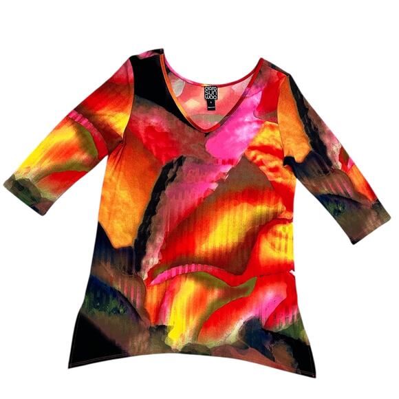 Clara Sun Woo Abstract Watercolor Grid Angle Tunic - Picture 1 of 7